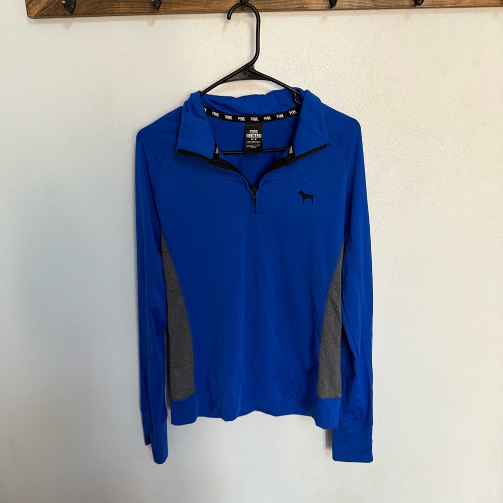 Victoria's Secret Pink Bright Blue Quarter Zip Sweatshirt